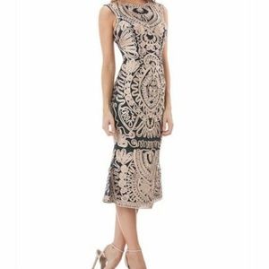 JS Collections gold and black soutache dress Size 12